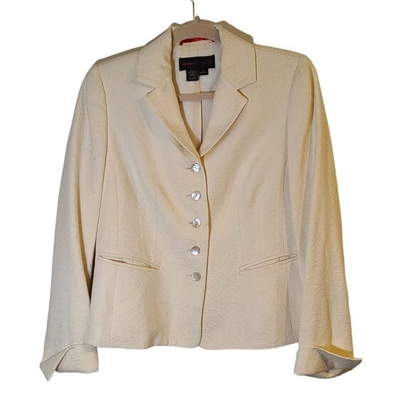Nina McLemore Jackets & Blazers - Nina McLemore Cream Patterned Cotton Blend Blazer Size 2
